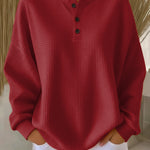 Miranda | Textured Henley Sweatshirt