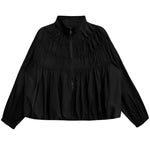 Women's Japanese Deconstructed Ruched Zip Up Top Tiered Maxi Skirt Two-piece Set