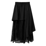 Women's Asymmetric Vest Shirt Mesh Patchwork Skirt Two-piece Set