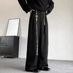 Japanese Retro Button Irregular Loose Straight Trousers