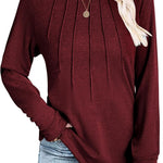 Zeagoo Women Long Sleeve Shirts Casual Pleated Tunic Blouses
