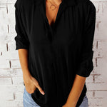 Zeagoo Half Sleeve V-Neck Shirts Loose Casual Chiffon Collared Tunic Work Blouse