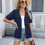 Zeagoo Short Sleeve Crochet Cardigan Button up Bolero Shrug Sweater