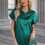 Satin Button Down Shirts- Zeagoo (Us Only)
