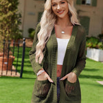 Zeagoo Women 2024 Lightweight Crochet Cardigan Long Sleeve Open Front Knit Sweater Summer Kimono Cover Up with Pockets