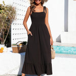 Zeagoo Maxi Dress with Pockets Spaghetti Strap Sundress