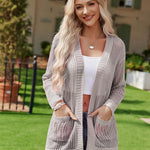 Zeagoo Women 2024 Lightweight Crochet Cardigan Long Sleeve Open Front Knit Sweater Summer Kimono Cover Up with Pockets