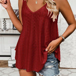 Zeagoo Flowy Strap Eyelet Embroidery Sleeveless Casual Tank Top