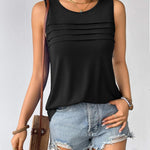 Zeagoo Tank Top Blouses Scooped Neck Pleated Front Shirts