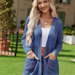 Zeagoo Women 2024 Lightweight Crochet Cardigan Long Sleeve Open Front Knit Sweater Summer Kimono Cover Up with Pockets