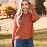 Zeagoo Women's Crew Neck Cropped Sweater Long Sleeve Knit Tops
