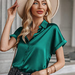 Satin Button Down Shirts- Zeagoo (Us Only)