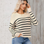 Zeagoo Women's Crew Neck Cropped Sweater Long Sleeve Knit Tops