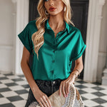 Satin Button Down Shirts- Zeagoo (Us Only)