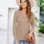 Zeagoo Long Sleeve Shirts for Women V Neck Casual Sweaters