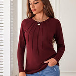 Zeagoo Women Long Sleeve Shirts Casual Pleated Tunic Blouses