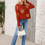 Zeagoo Women's Crew Neck Cropped Sweater Long Sleeve Knit Tops