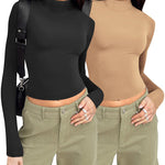 Zeagoo Women Turtleneck Casual Long Sleeve Shirts Tight T-Shirts
