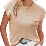 Zeagoo Sleeveless Cape Sleeve Knit Ribbed Tank Tops
