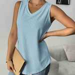 Zeagoo Women Eyelet Tank Tops Sleeveless Shirts V Neck Cute Top