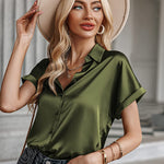Satin Button Down Shirts- Zeagoo (Us Only)