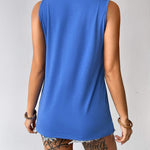 Zeagoo Tank Top Blouses Scooped Neck Pleated Front Shirts