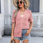 Zeagoo Short Sleeve Crochet Cardigan Button up Bolero Shrug Sweater