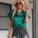 Satin Button Down Shirts- Zeagoo (Us Only)