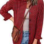 Zeagoo Long Sleeve Plaid Shirt for Women Flannel Button Down Shirts