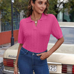Zeagoo Women Short Sleeve Sweater Pullover Polo Tops