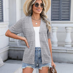 Zeagoo Short Sleeve Crochet Cardigan Button up Bolero Shrug Sweater