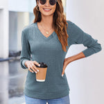 Zeagoo Long Sleeve Shirts for Women V Neck Casual Sweaters
