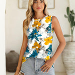 Zeagoo Summer Tank Top for Women Pleated High Neck Tops