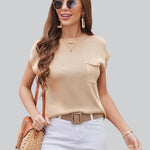 Zeagoo Sleeveless Cape Sleeve Knit Ribbed Tank Tops