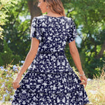 Zeagoo Summer Tiered Mini Dress with Pockets Ruffle Sleeve Dress
