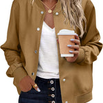 Zeagoo Women's Bomber Jacket Casual Striped Button Down Coat