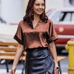 Satin Silk Blouse Tops - Zeagoo (Us Only)
