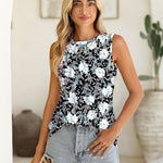 Zeagoo Summer Tank Top for Women Pleated High Neck Tops