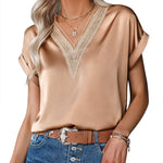 Zeagoo Short Sleeve Satin Blouses