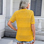 Zeagoo Short Sleeve Crochet Cardigan Button up Bolero Shrug Sweater