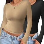 Zeagoo Women Long Sleeve T Shirts Crewneck Basic Knit Tops