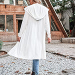 Hooded Long Cardigans Maxi Cardigan with Hood Open Front Lightweight Duster Coat with Pocket - Zeagoo (Us Only)