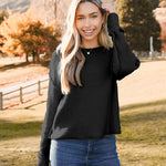 Zeagoo Women's Crew Neck Cropped Sweater Long Sleeve Knit Tops