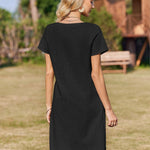 Zeagoo Damen Baumwolle Kleider Casual mit Taschen A-Linie Einfarbig (DE Only)
