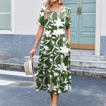 Zeagoo Midi Floral Flutter Short Sleeve Casual Dresses with Pockets