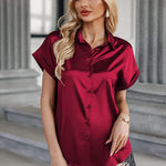 Satin Button Down Shirts- Zeagoo (Us Only)
