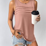 Zeagoo Tank Top Blouses Scooped Neck Pleated Front Shirts