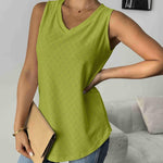 Zeagoo Women Eyelet Tank Tops Sleeveless Shirts V Neck Cute Top