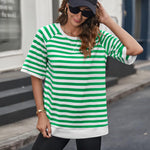 Zeagoo Women Striped T Shirts Oversized Short Sleeve Tops