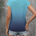 Zeagoo V Neck Eyelet T Shirts Cap Sleeve Tops